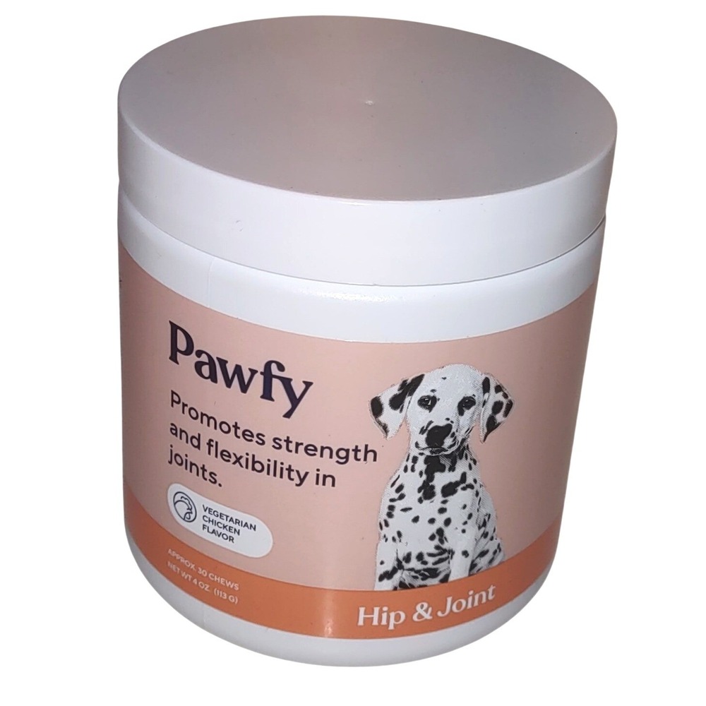 Pawfy Hip & Joint Dog Supplement 30 Soft Chews Vegetarian Chicken Flavor